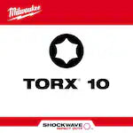 Milwaukee 48-32-4676, 3-1/2" Torx T10 SHOCKWAVE Impact Duty Bit - 2 Pack