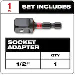 Milwaukee 48-32-5034, 1/4" Hex to 1/2 " Square SHOCKWAVE Impact Duty Socket Adapter