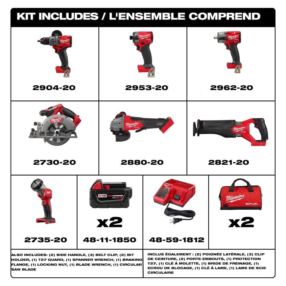 Milwaukee 3697-27, M18 FUEL™ 7-Tool Combo Kit