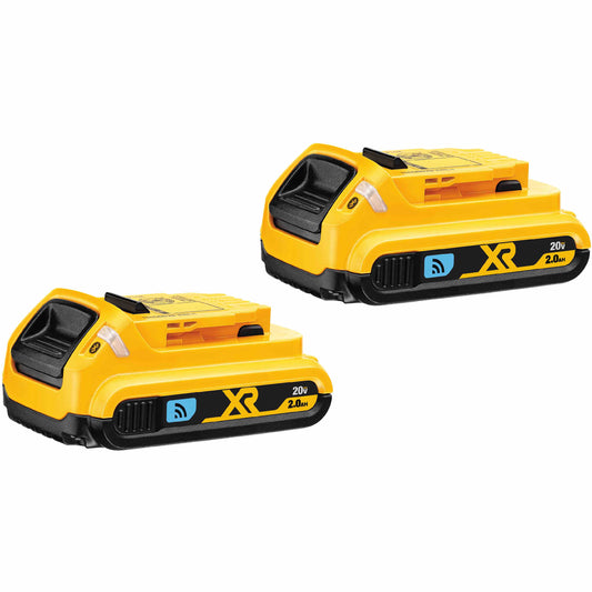 DEWALT DCB203BT-2, 20V MAX Compact Battery with Bluetooth, Twin Pack (2.0 Ah)
