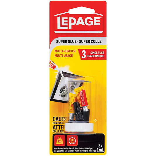 LePage 1837608, Multi-Purpose Liquid Super Glue (3/pkg)