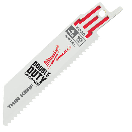 Milwaukee 48-00-5090, 4" 10 TPI Thin Kerf SAWZALL Blades (5/pkg)