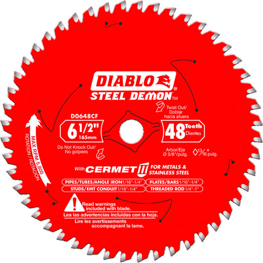 Diablo D0648CFA, 6-1/2" X 48 Tooth Cement Steel Saw Blade