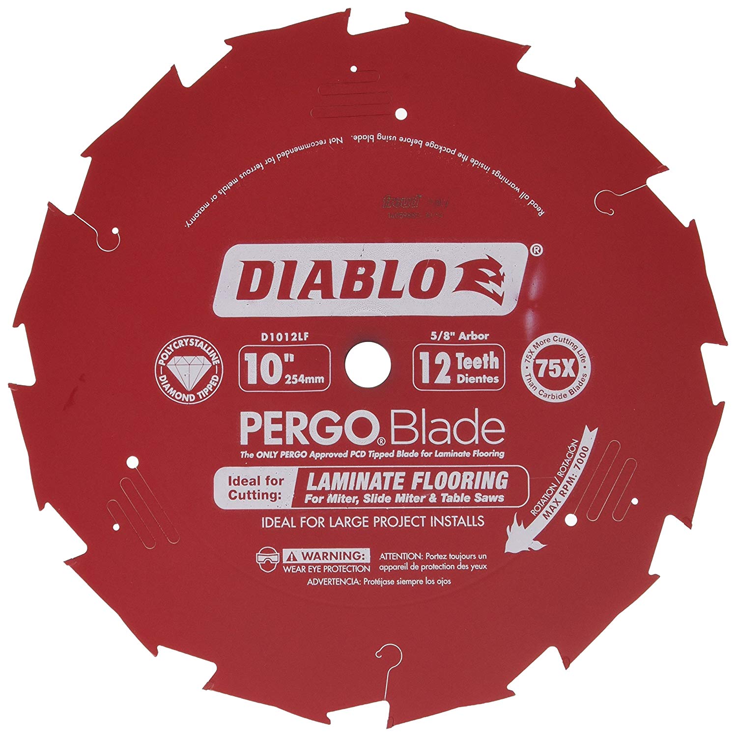 Diablo D1012LF, 10" x 12T PCD Laminate Flooring Blade