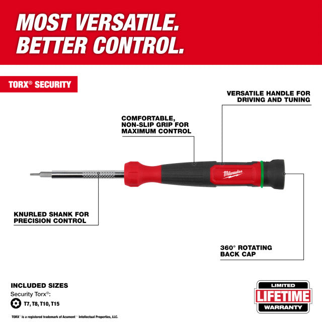 Milwaukee 48-22-2931, 4-in-1 TORX® Security Precision Multi-Bit Screwdriver