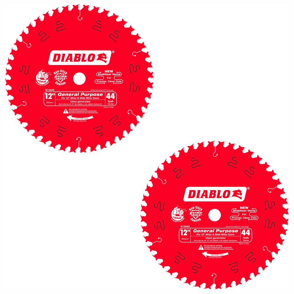 Diablo D124444VP, 12" X 44T General Purpose Blade (2 Pack)