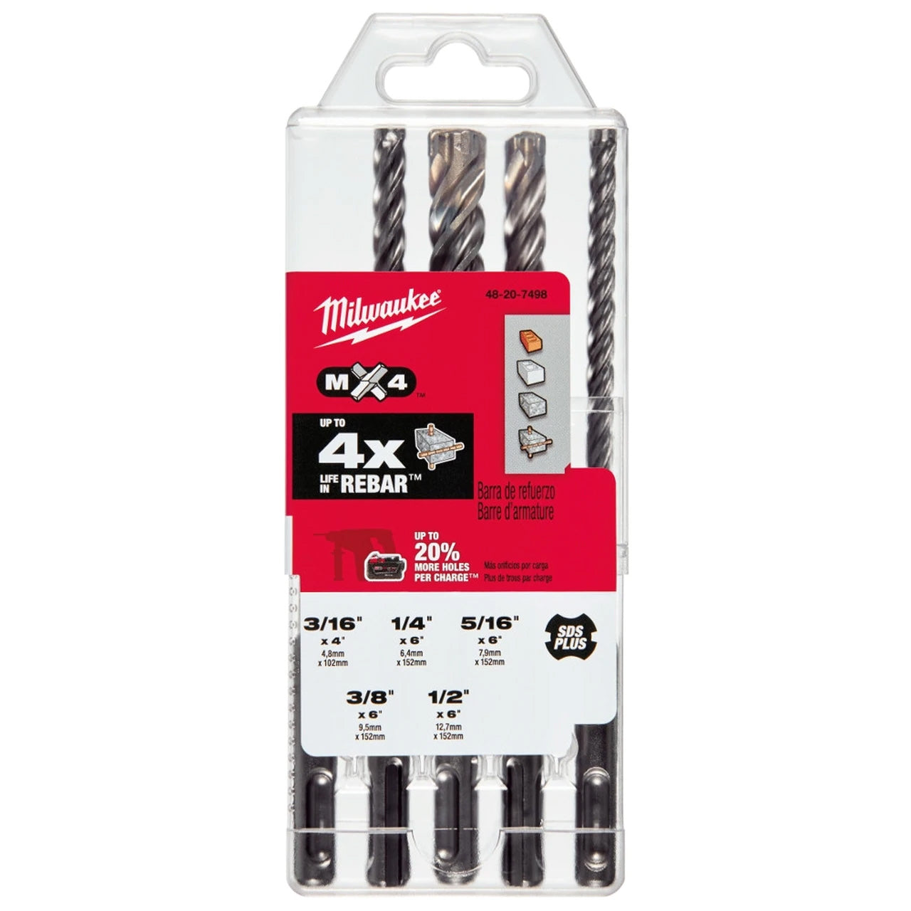 Milwaukee 48-20-7498, SDS-PLUS 4CT MX4™ 5 PC KIT