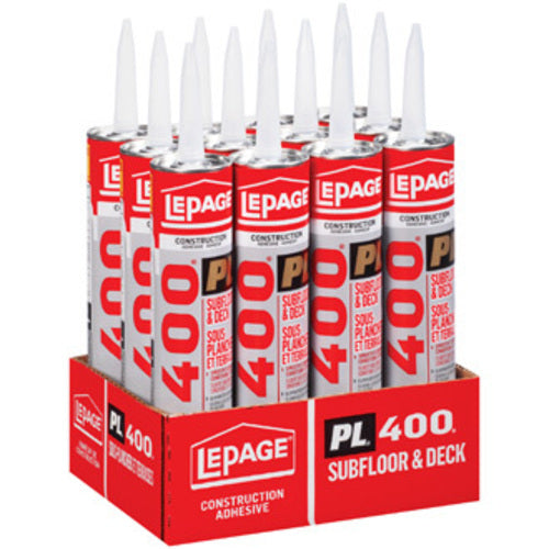 LePage 1601357, PL 400 Heavy Duty Subfloor and Deck Adhesive 825ml (12 pcs)