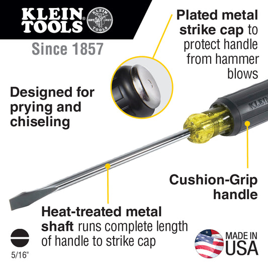 Klein Tools 602-7DD, 5/16-Inch Keystone Demolition Driver, 7-Inch Shank