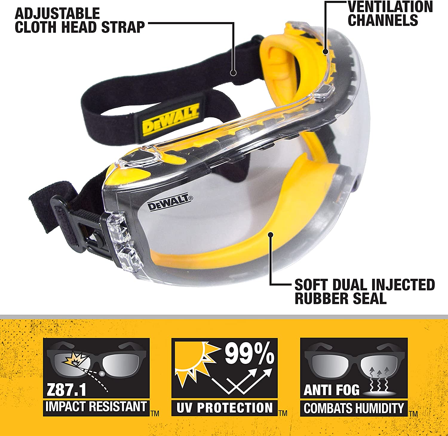 DEWALT DPG82-11, Concealer™ Safety Goggle