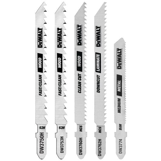 DEWALT DW3795H, 5 pc T-Shank Jig Saw Blade Set