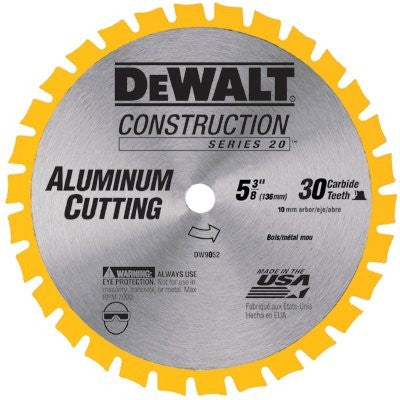 DEWALT DW9052, 5-3/8'' 30T Aluminum Cutting Saw Blade 20mm Arbor