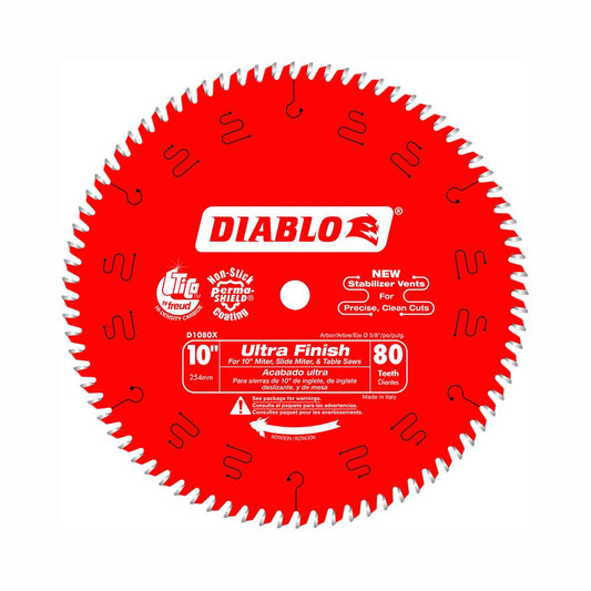 Diablo D1080X, 10" x 80T Ultra Fine Finish Blade