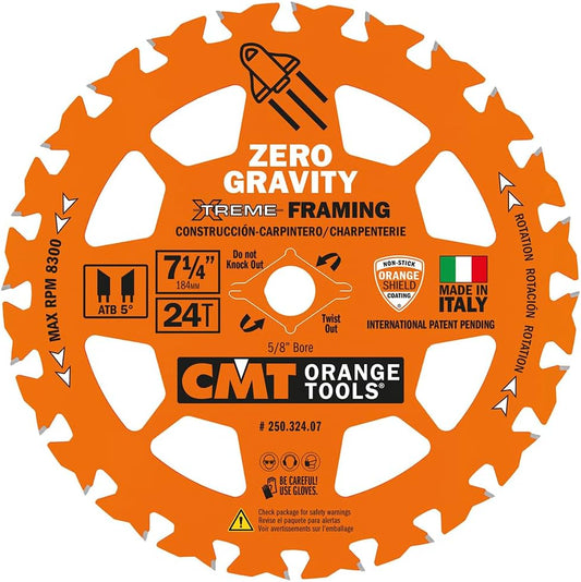 CMT 250.324.07-X10,  7-1/4in x 24T ZERO GRAVITY FRAMING BLADE