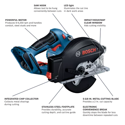 BOSCH GKM18V-20N, 18V 5-3/8 In. Metal-Cutting Circular Saw (Bare Tool)