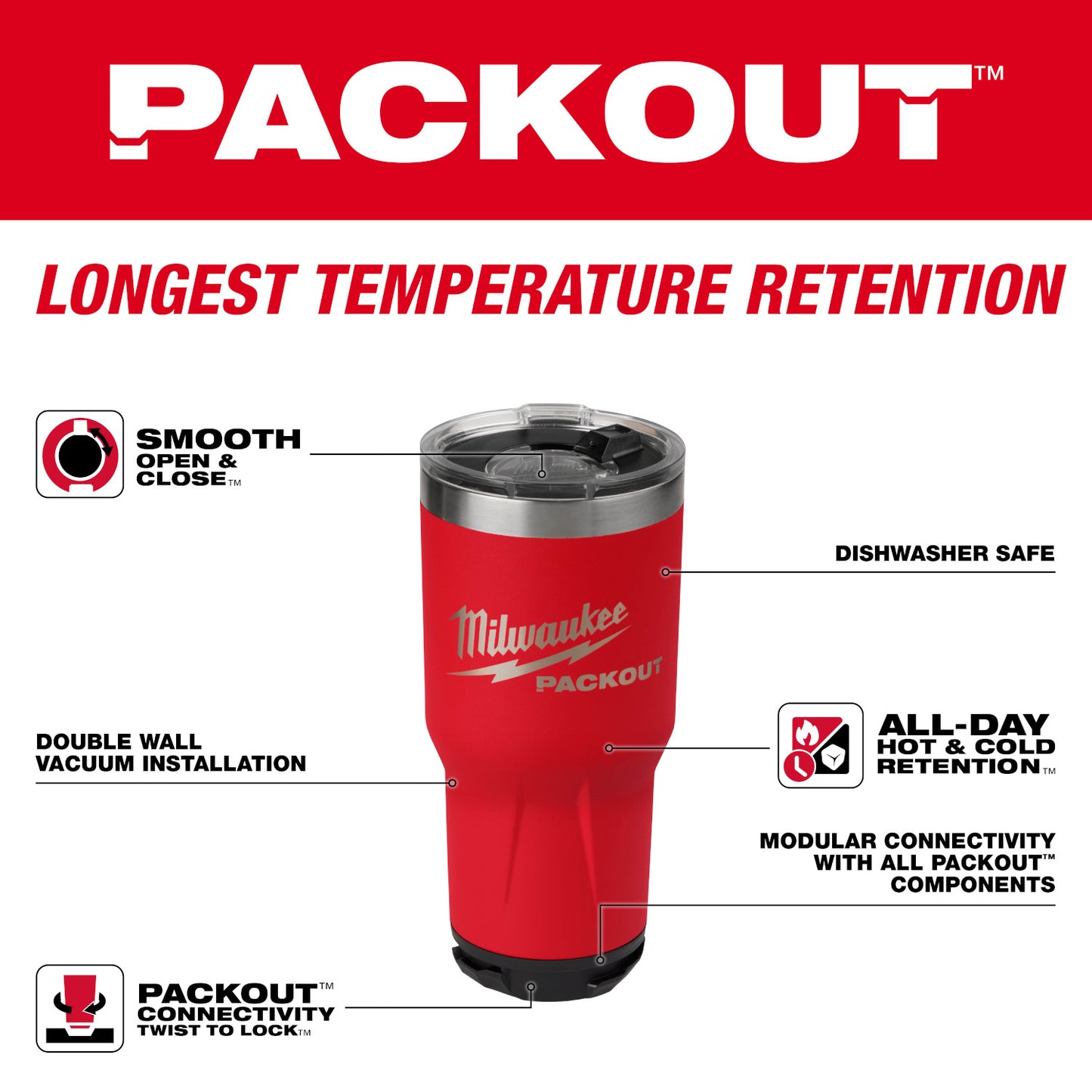 Milwaukee 48-22-8393R, PACKOUT 30OZ TUMBLER