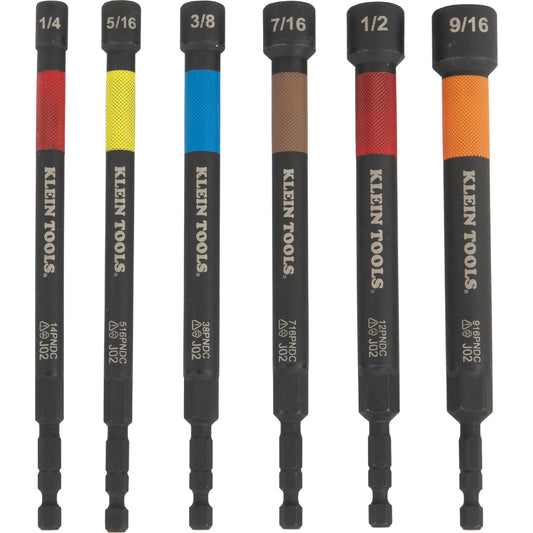 Klein Tools 32930, Magnetic Color-Coded Power Nut Setters, 6-Piece Set