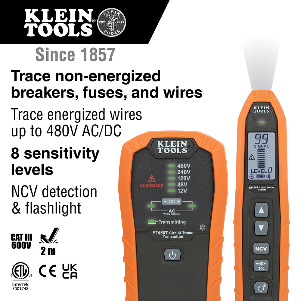 Klein Tools ET450, Advanced Electrical Circuit Breaker Finder and Wire Tracer Kit and Case
