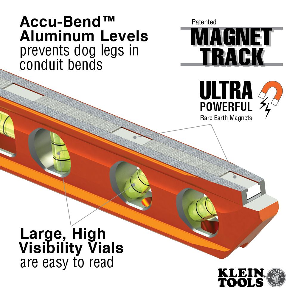 Klein Tools 935AB4V, ACCU-Bend™ Level, 4 Vial, REM