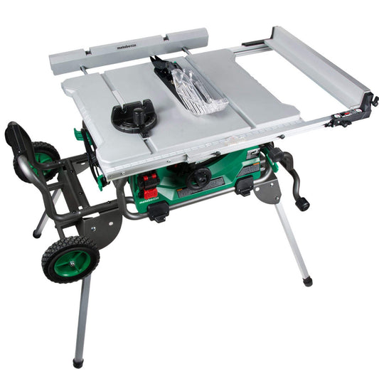 Metabo HPT C10RJSM, 10'' Jobsite Table Saw. 15-Amp. With Fold & Roll Stand