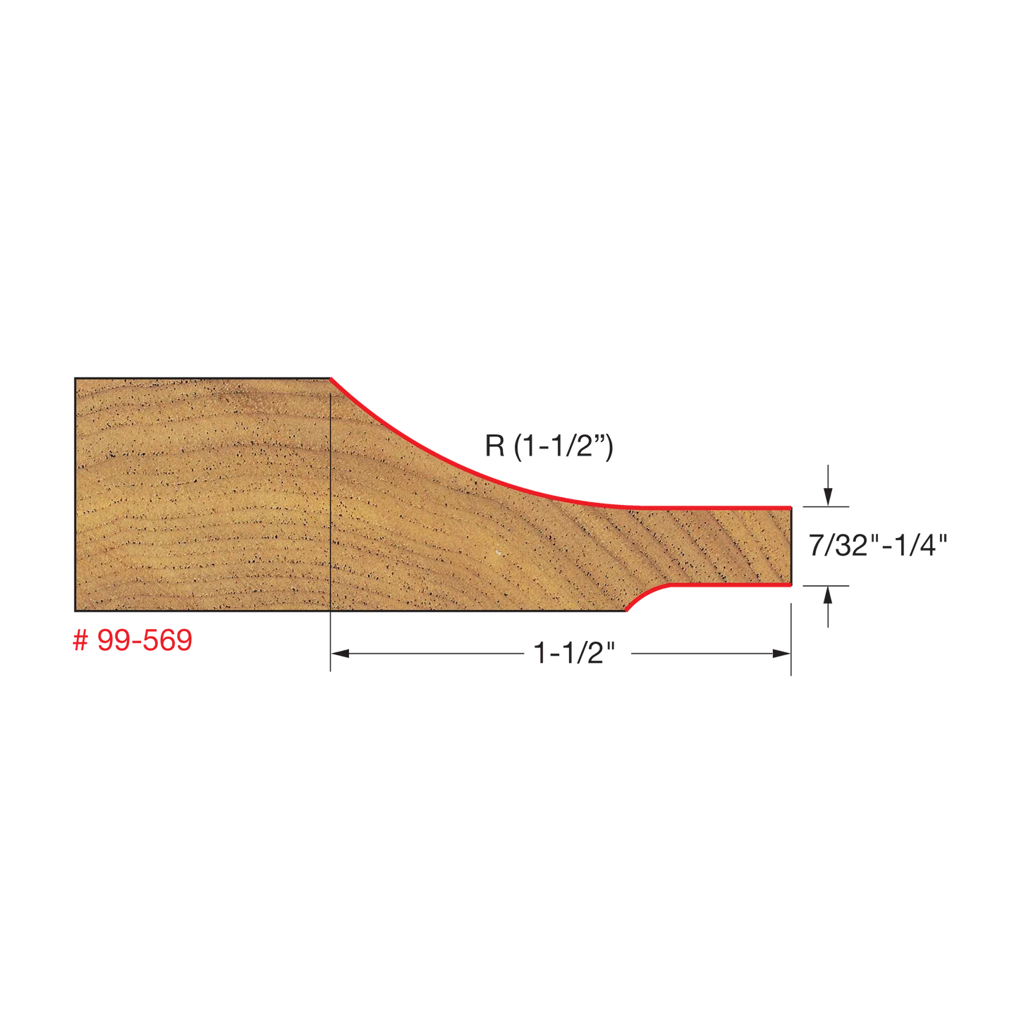 Freud 99-569, Carbide Router Bit - 3-1/2" x 3" 2+2 Raised Panel Bit with Backcutter (1-1/2" Large Radius)