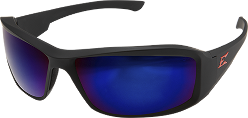 Edge Eyewear XB438, Brazeau Torque Matte Black Frame with Red E Logo / Silver Mirror Lens (Non-Polarized)