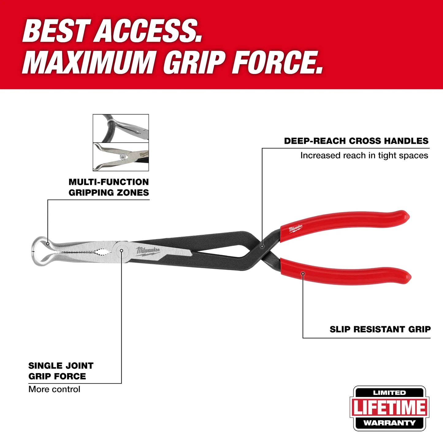 Milwaukee 48-22-6563, 3PC Long Reach Hose Grip Pliers Set