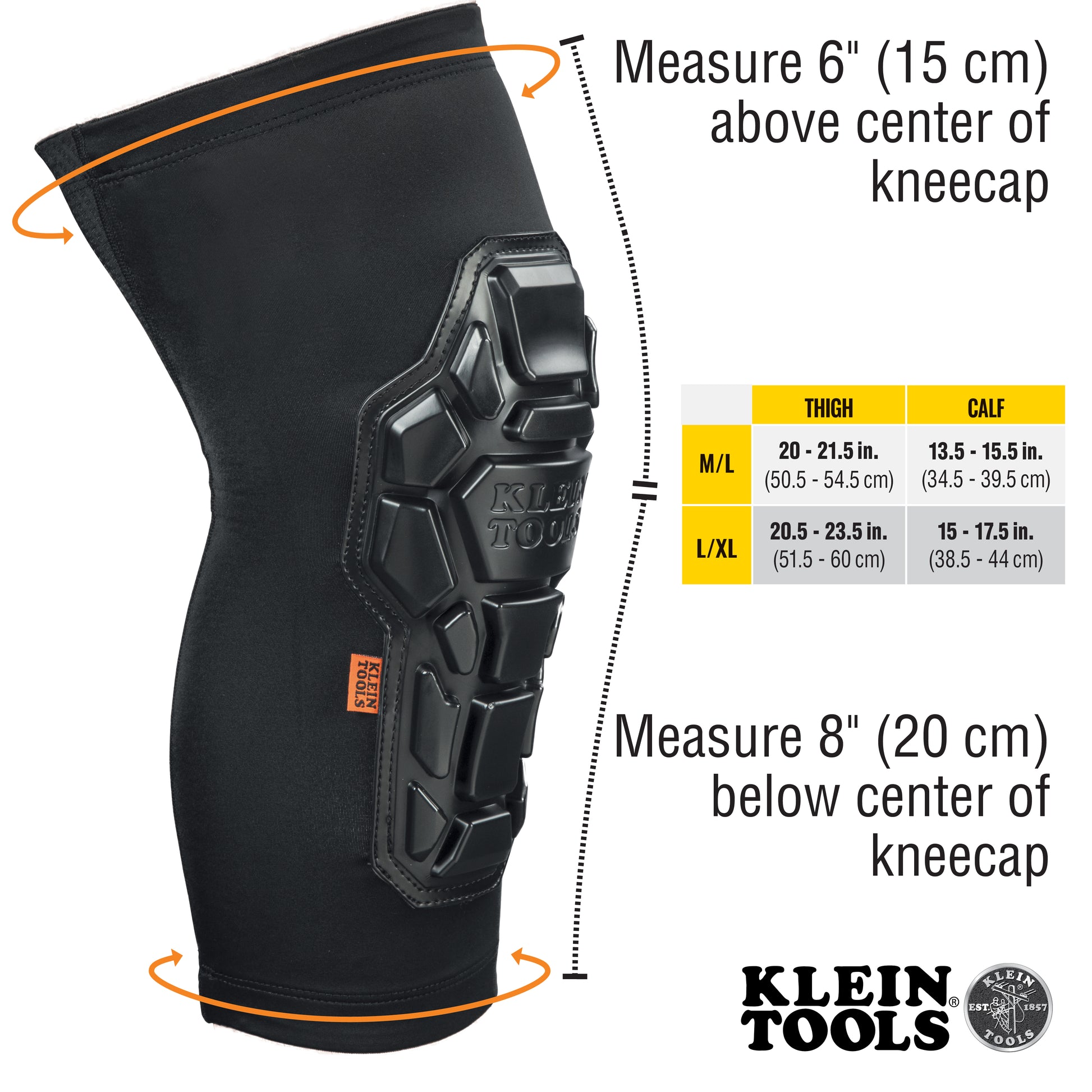 Klein Tools 60611, Heavy Duty Knee Pad Sleeves, L/XL