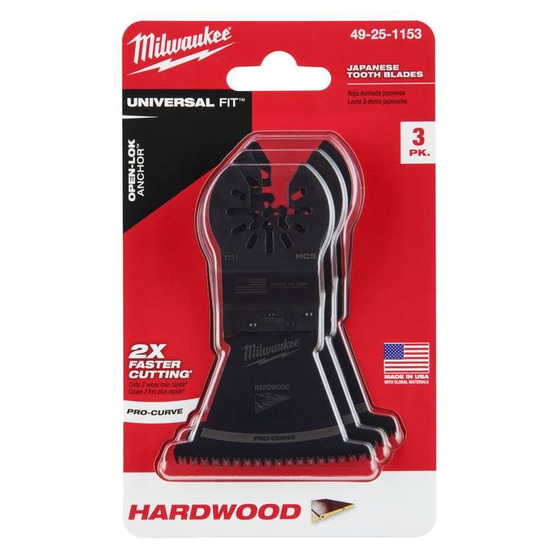 Milwaukee 49-25-1153, Open-Lok 2-1/2" HCS Japanese Tooth Pro-Curve Hardwood Blade (3/pkg)