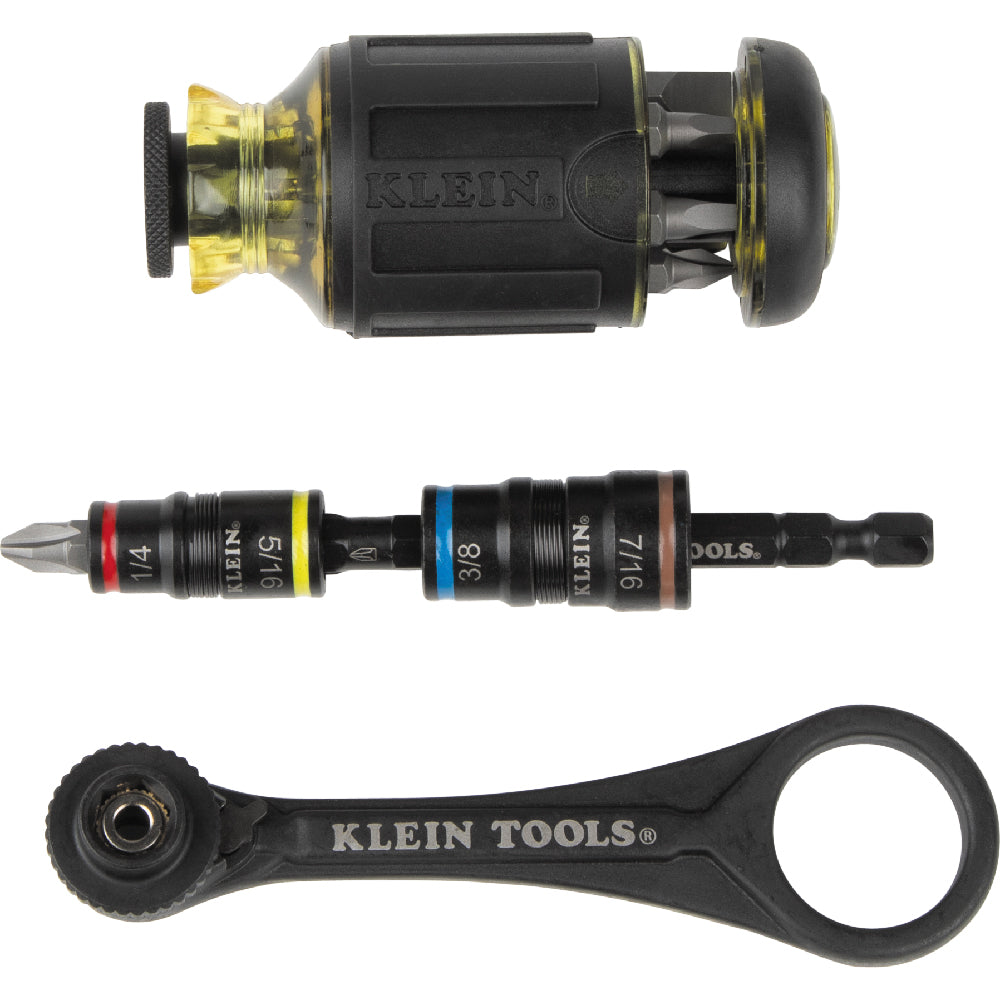 Klein Tools 85515HD, Flip Socket, Mini Ratchet and Multi-Bit Driver Set, 3-Piece