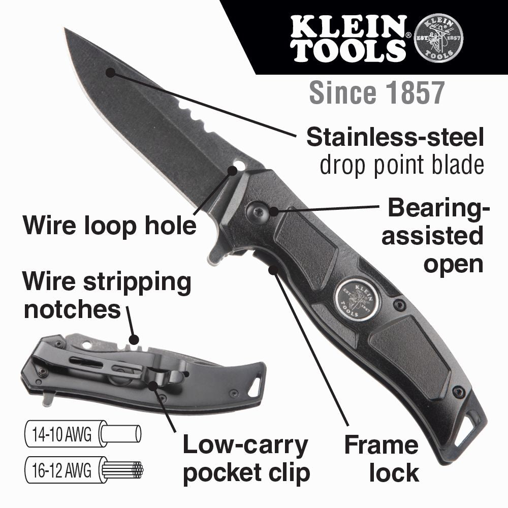 Klein Tools 44228, Electrician’s Bearing-Assisted Open Pocket Knife