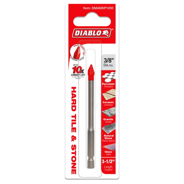 Diablo DMANSP1050, Diablo 3/8 in. Hard Tile & Stone Carbide Tipped Drill Bit