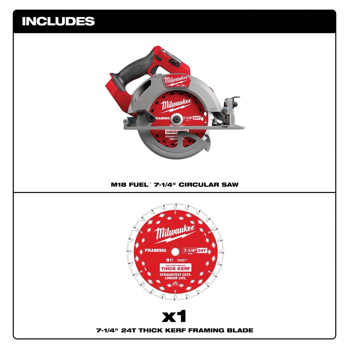 Milwaukee 2834-20, M18 FUEL™ 7-1/4” Circular Saw (Tool Only)