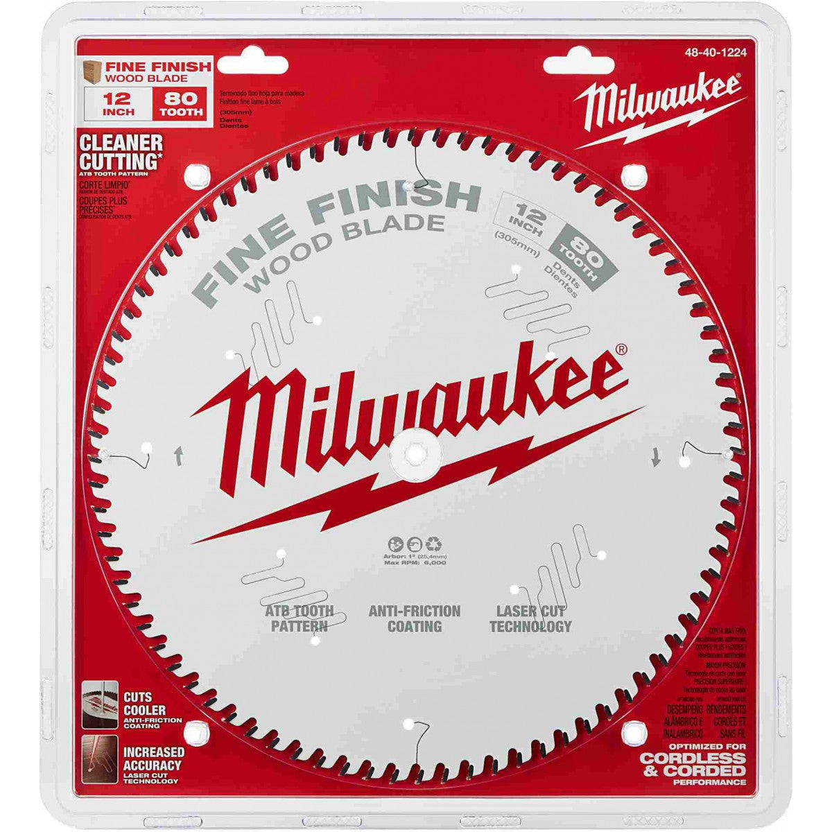 Milwaukee 48-40-1224, 12" 80T Fine Finish Circular Saw Blade