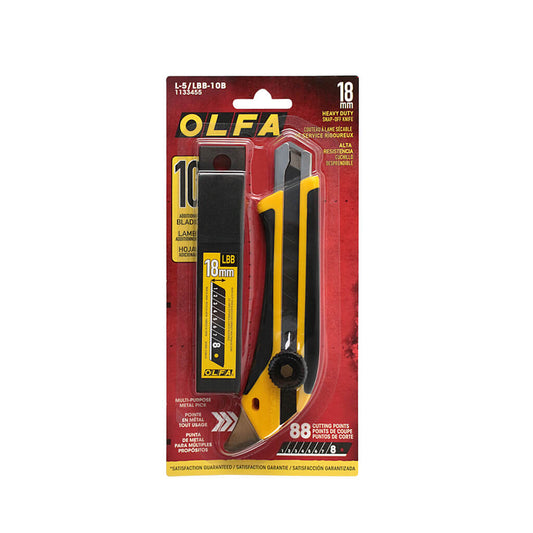 OLFA 1133455, 18mm Knife and 10 Ultra Sharp Black Blades(L-5/LBB-10B)