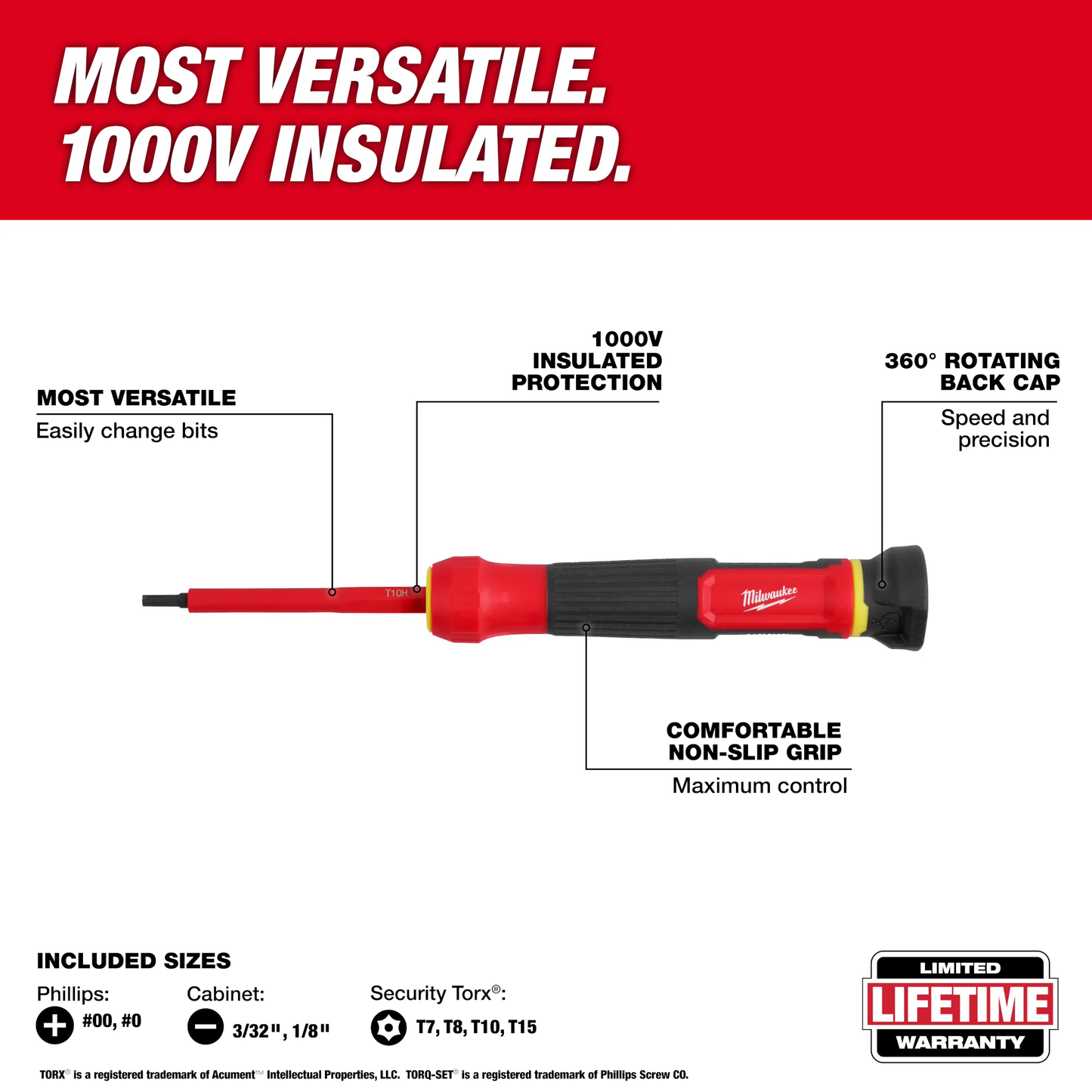 Milwaukee 48-22-2217, 8-in-1 1000V Insulated Precision Multi-Bit Screwdriver