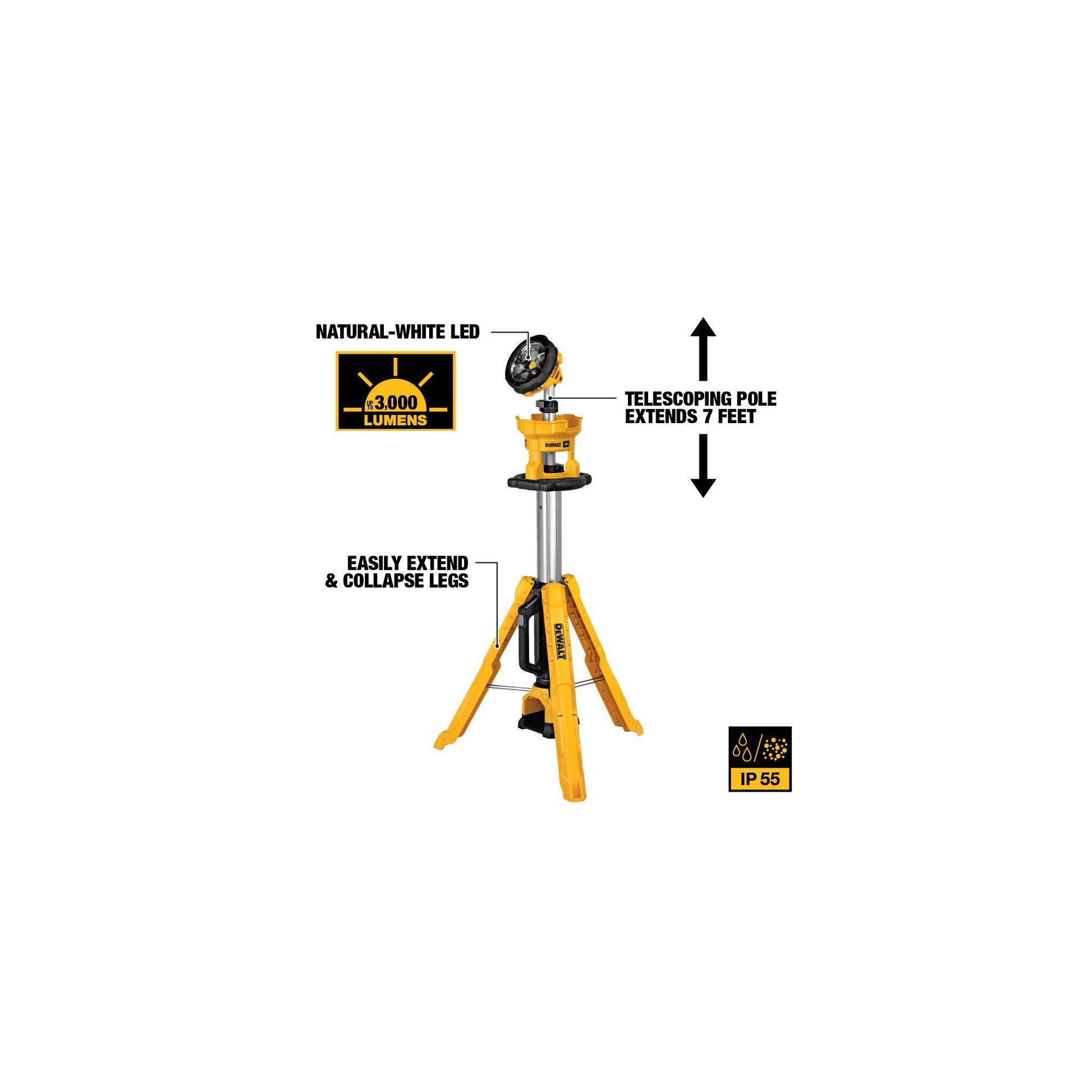 DEWALT DCL079B, 20V MAX Cordless Tripod Light (Tool Only)