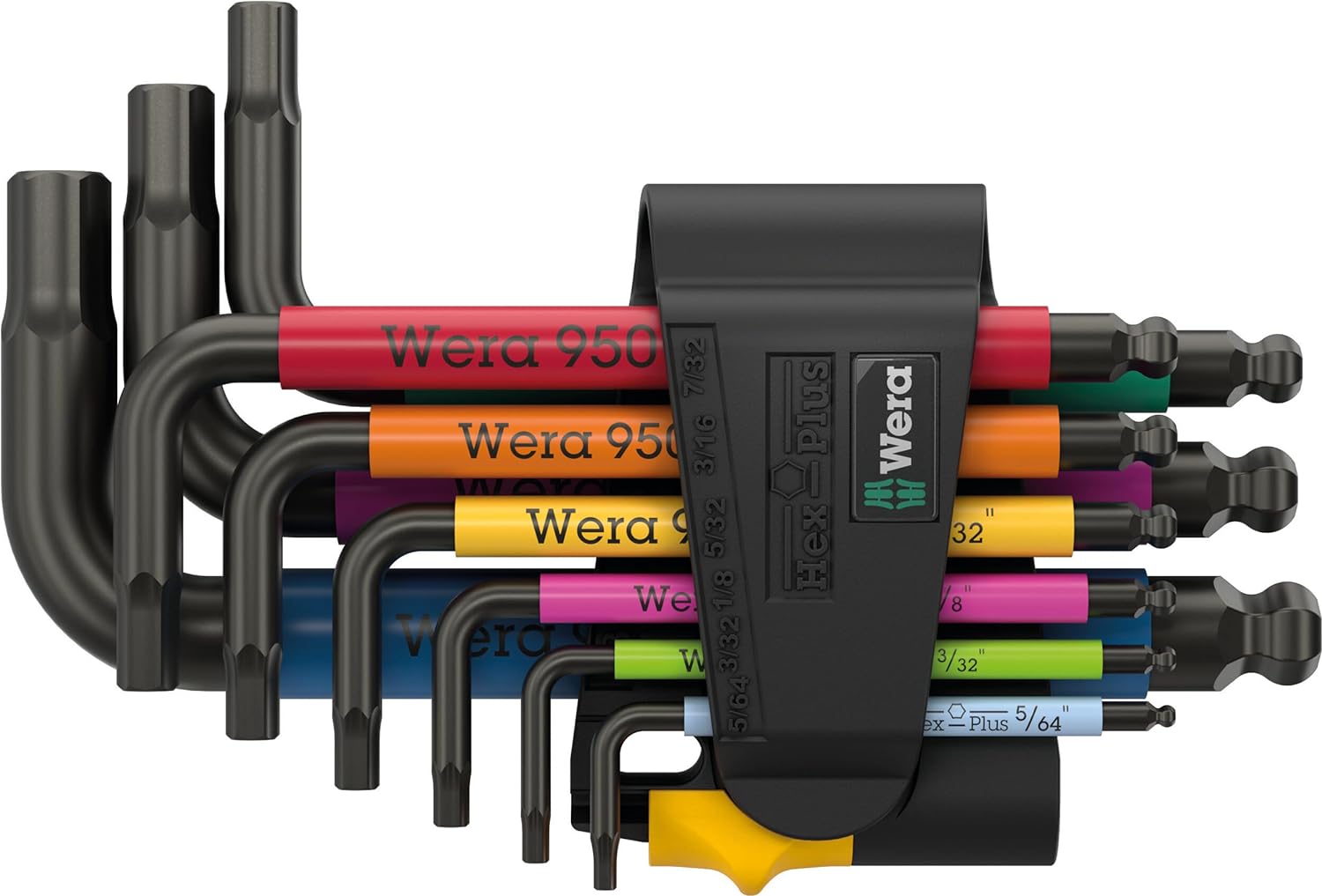 Wera 05022641001, 950/9 Hex-Plus Multicolour Imperial 3 L-key set, imperial, BlackLaser, 9 pieces