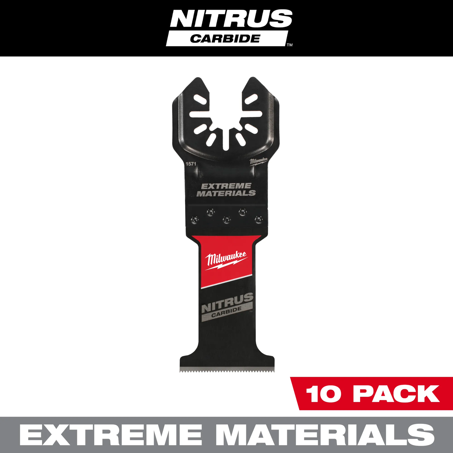 Milwaukee 49-25-1579, NITRUS CARBIDE™ Extreme Materials Universal Fit OPEN-LOK™ Multi-Tool Blade 10PK