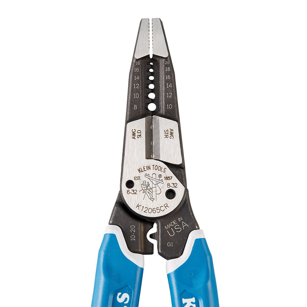 Klein Tools K12065CR, Klein-Kurve® Heavy-Duty Wire Stripper / Cutter / Crimper Multi Tool, 8-20 AWG