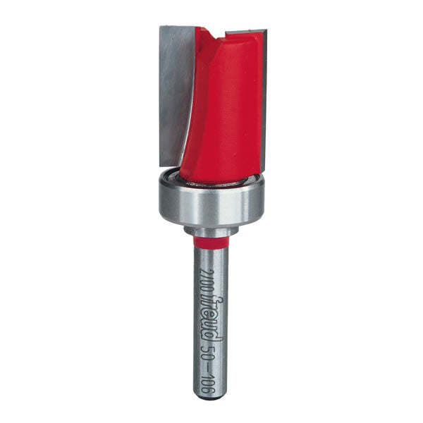 Freud 50-106, Carbide Router Bit - 3/4" x 1" x 2-5/8" OAL Top Bearing Flush Trim Bit (1/4" Shank)