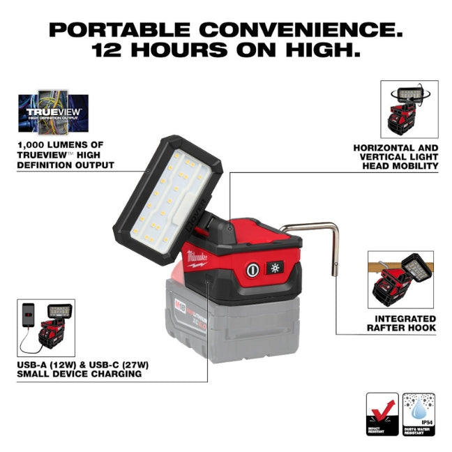 Milwaukee 2359-20, M18™ ROVER™ Compact Folding Flood Light w/ USB Charging