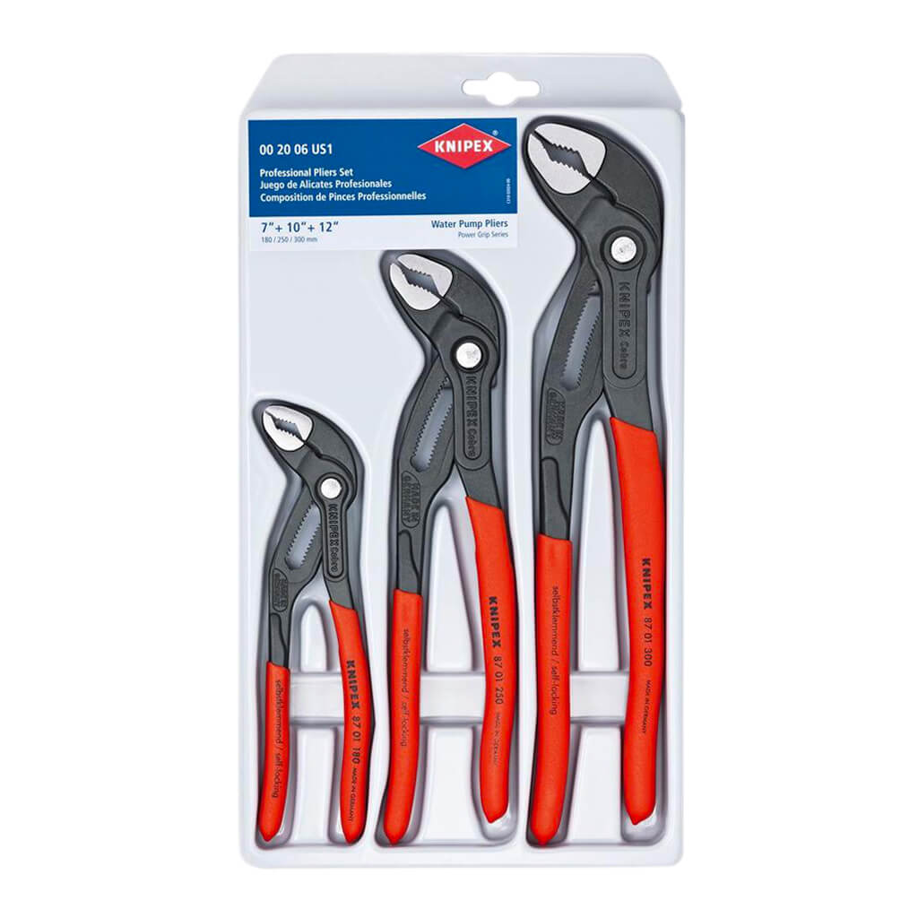 Knipex 00 20 06 US1, Self-Locking Cobra Water Pump Pliers Set (3-Piece)