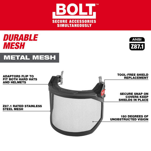 Milwaukee 48-73-1430, BOLT™ Full Face Shield - Metal Mesh (Compatible with Milwaukee® Safety Helmets & Hard Hats)