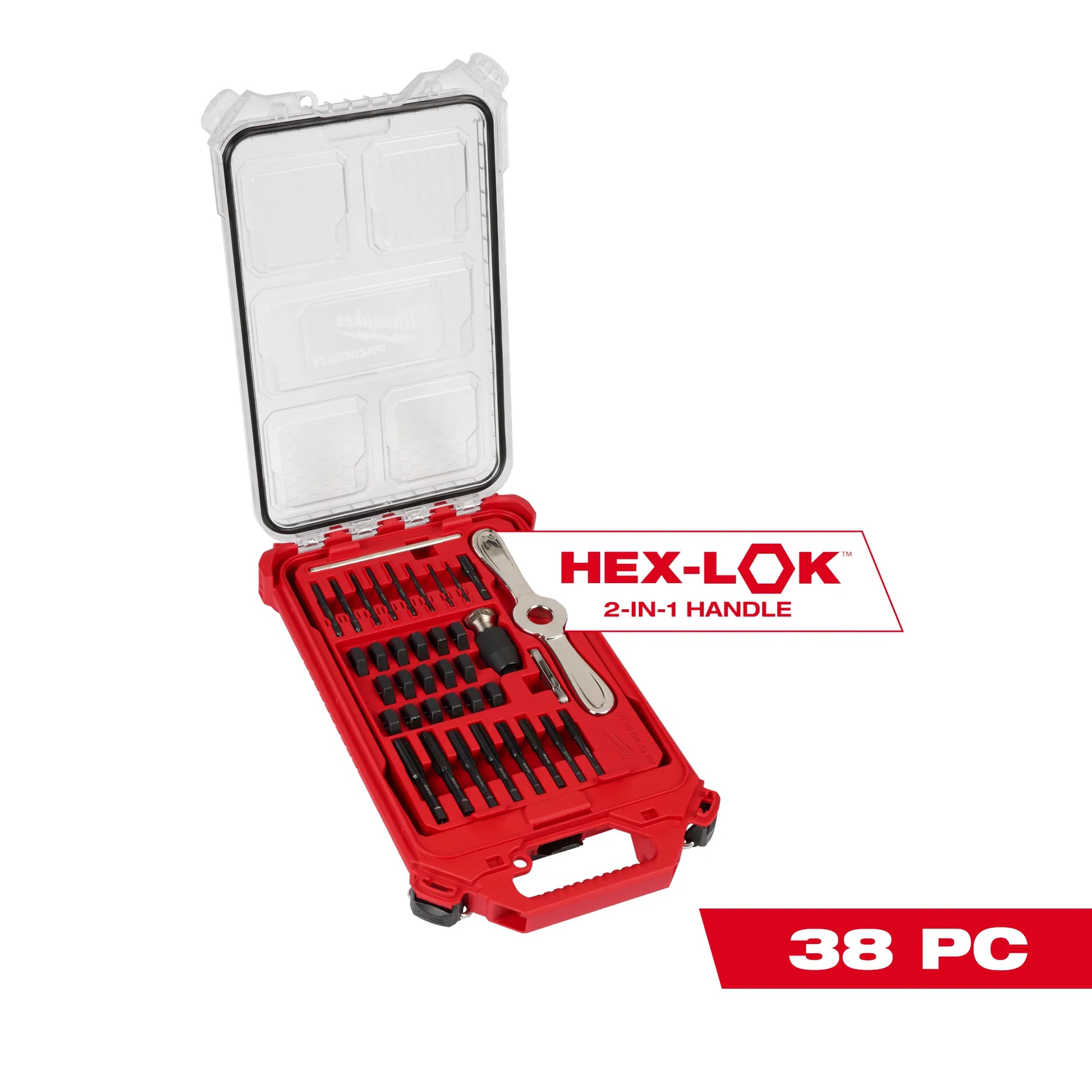 Milwaukee 49-22-5604, 38PC SAE Tap & Die PACKOUT™ Set w/ Hex-LOK™ 2-in-1 Handle
