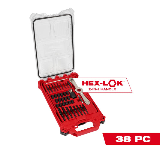 Milwaukee 49-22-5604, 38PC SAE Tap & Die PACKOUT™ Set w/ Hex-LOK™ 2-in-1 Handle