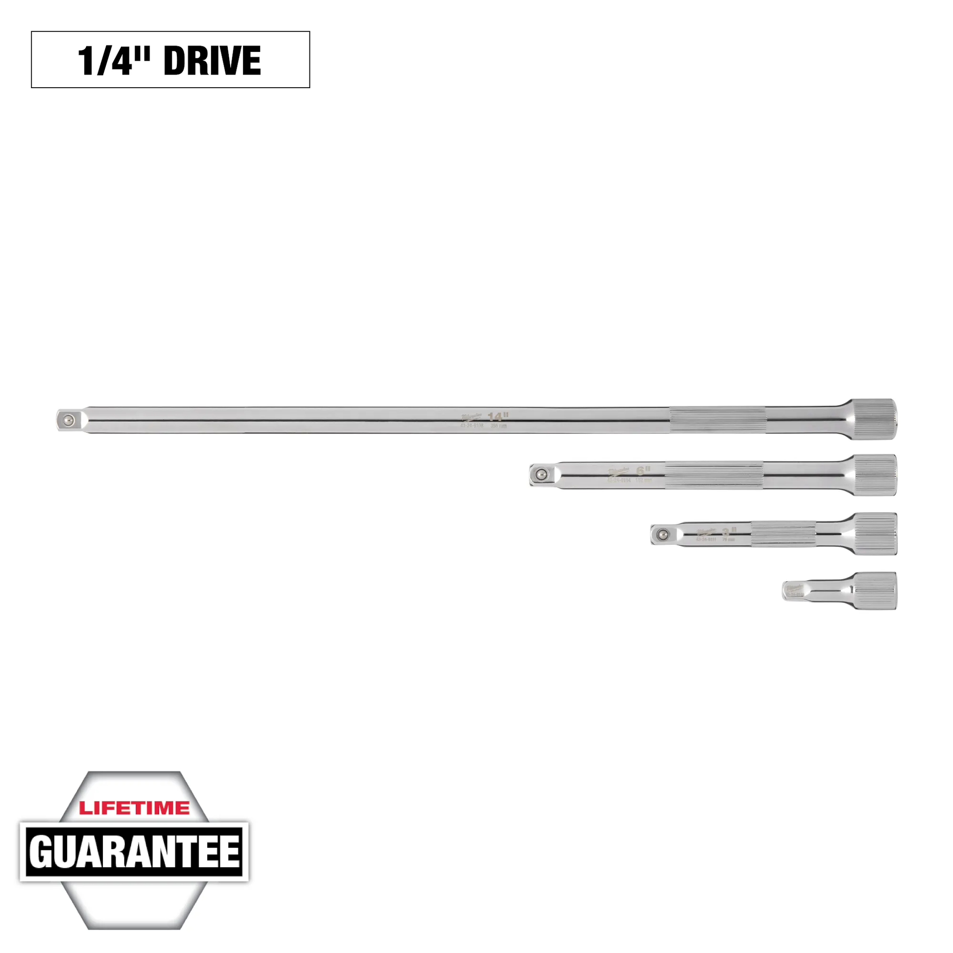 Milwaukee 48-22-9340, 4pc 1/4” Drive Socket Extension Set