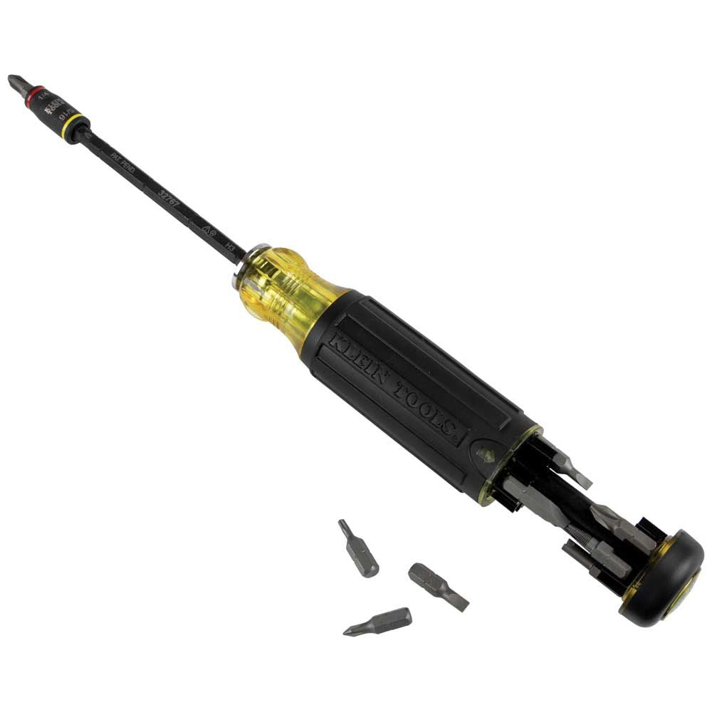 Klein Tools 32304, 14-in-1 HVAC Adjustable-Length Impact Screwdriver with Flip Socket