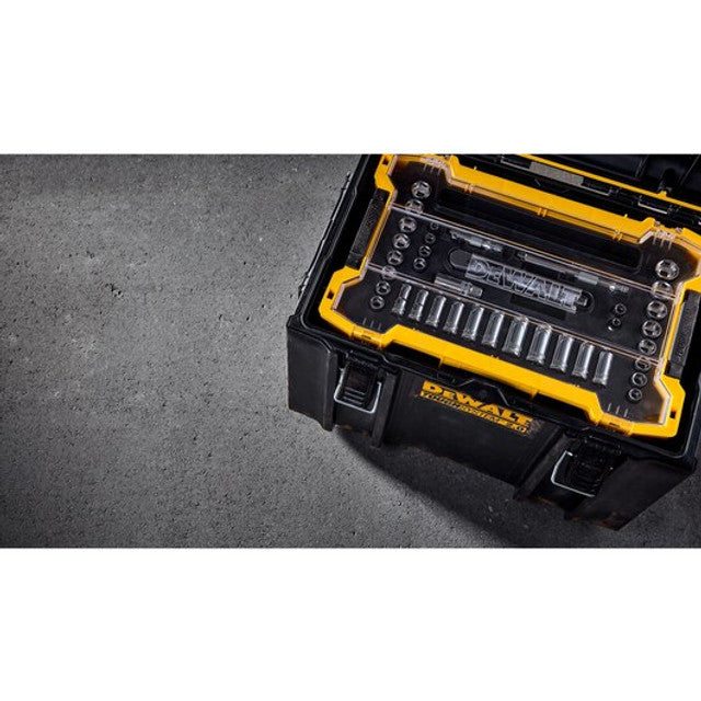 DEWALT DWMT45400, 37 pc. 3/8" Drive Socket Set with ToughSystem 2.0 Tray and Lid