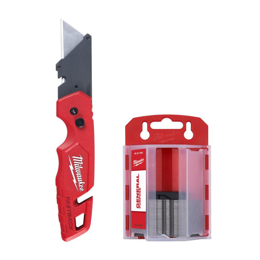 Milwaukee 48-22-1504, FASTBACK w/ Storage & 50PC General Utility Blades Set